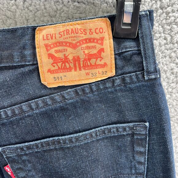 Men's 32X32 Levi's 511 Slim Fit Straight Leg Dark Wash Blue Denim Jeans - Picture 10 of 16